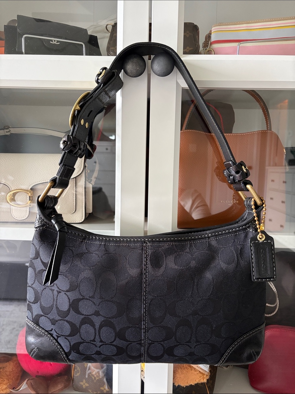 Y2K Coach Bleecker Signature East West Shoulder Bag Black Style No 11431